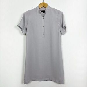 Saks Fifth Avenue Light Grey Short Sleeve Mini Dress Size 4 Button-Up Front